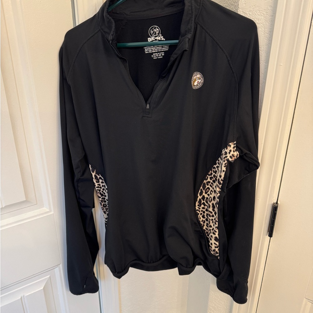 Buc cees Black Women's pullover with Leopard Accents 2X
